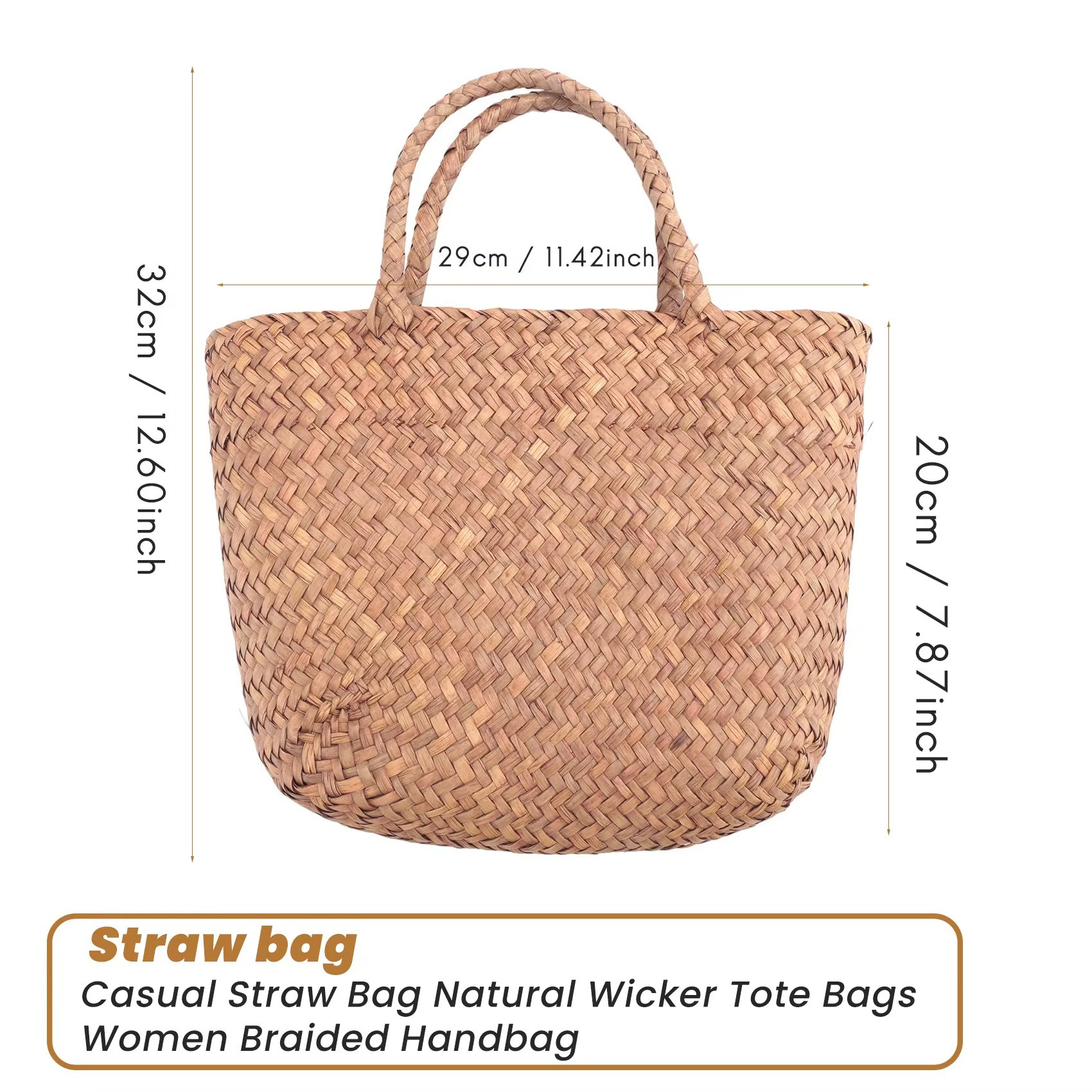Sac En Paille Cabas Rectangulaire Longues Anses - Roxane – Image 5