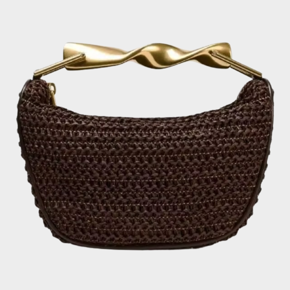 Sac En Paille Crochet Anse Métal Torsadée Doré - Fantine