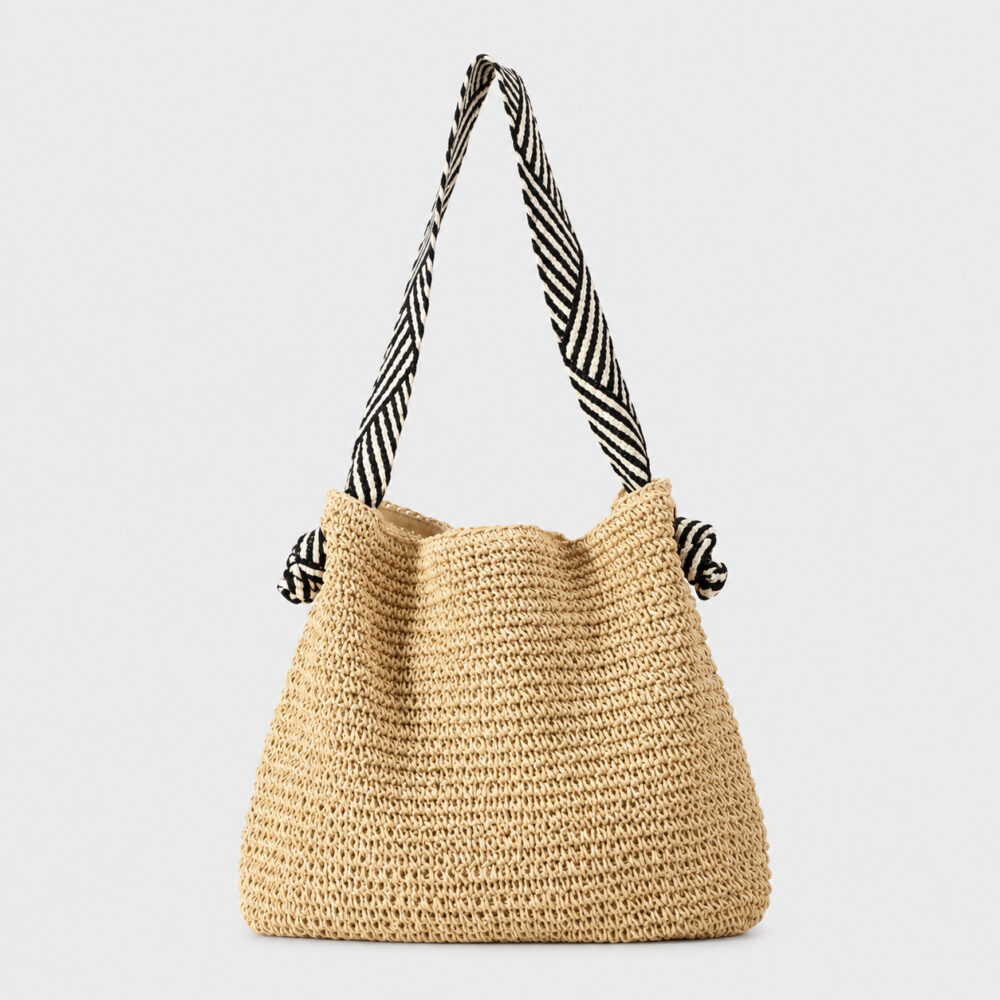 Sac En Paille Crochet Bandoulière Rayée - Bertille
