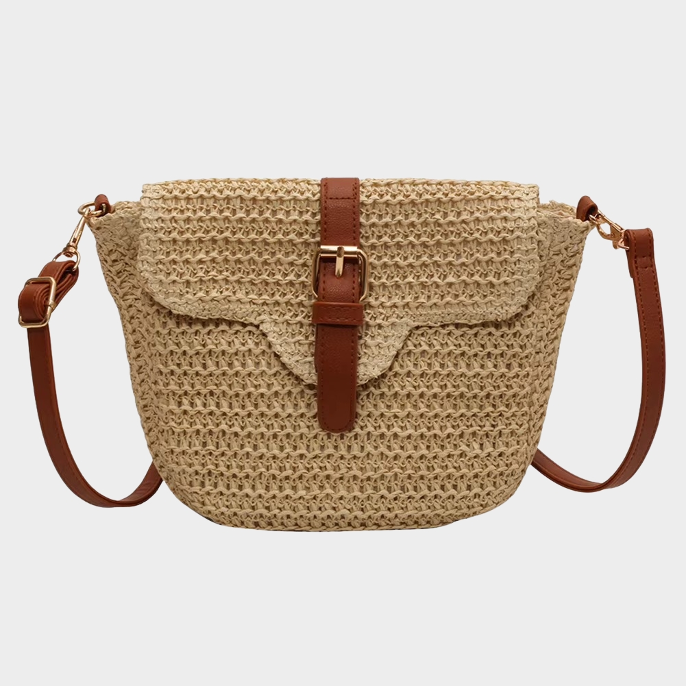 Sac En Paille Rabat Boucle Cuir - Ophélie