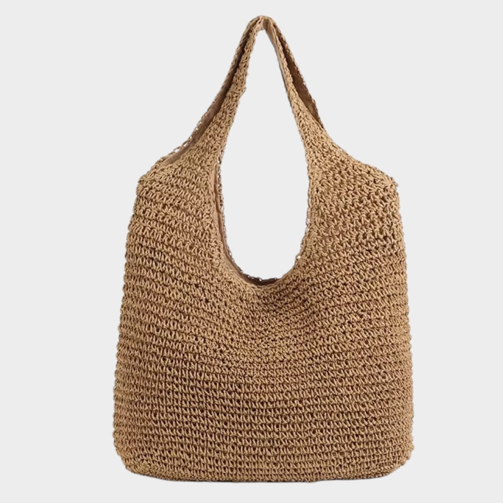 Sac En Paille Tissée Grande Capacité Tote Zippé - Élise
