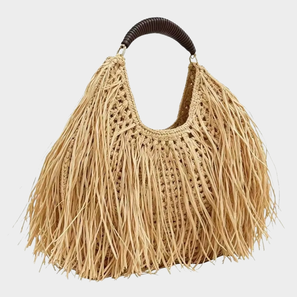 Sac En Paille Tressée Franges Style Ethnique - Léonie