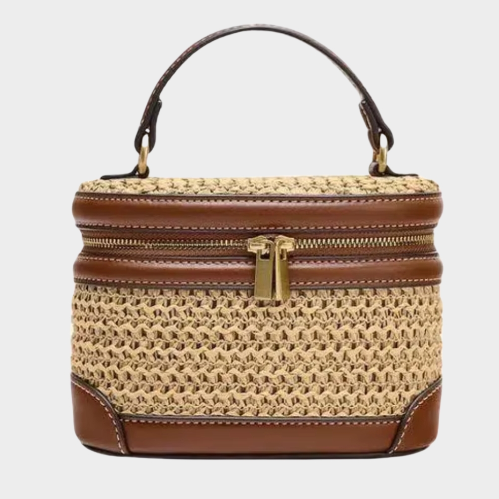Sac En Paille Tressée Mini Boîte Vintage - Charlotte